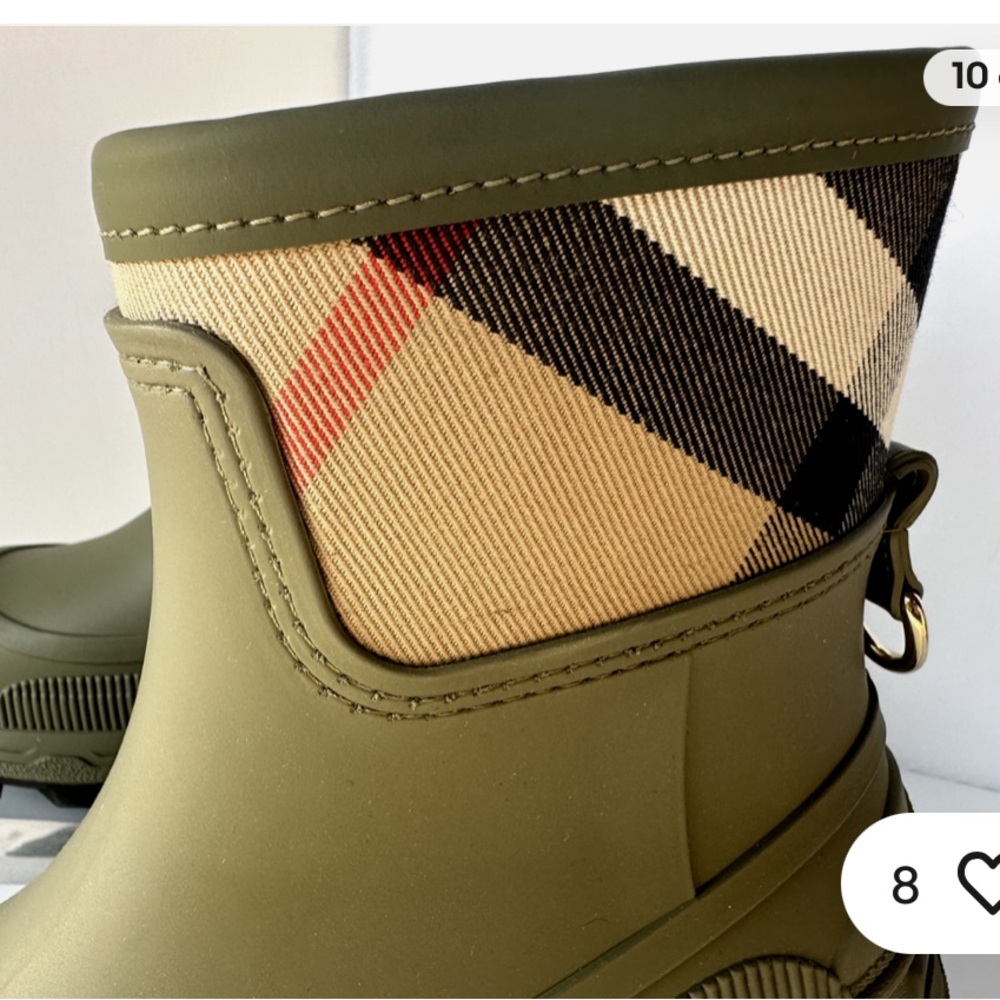 Burberry Olive Ankle Boots with Check Pattern - Picture 5 of 5